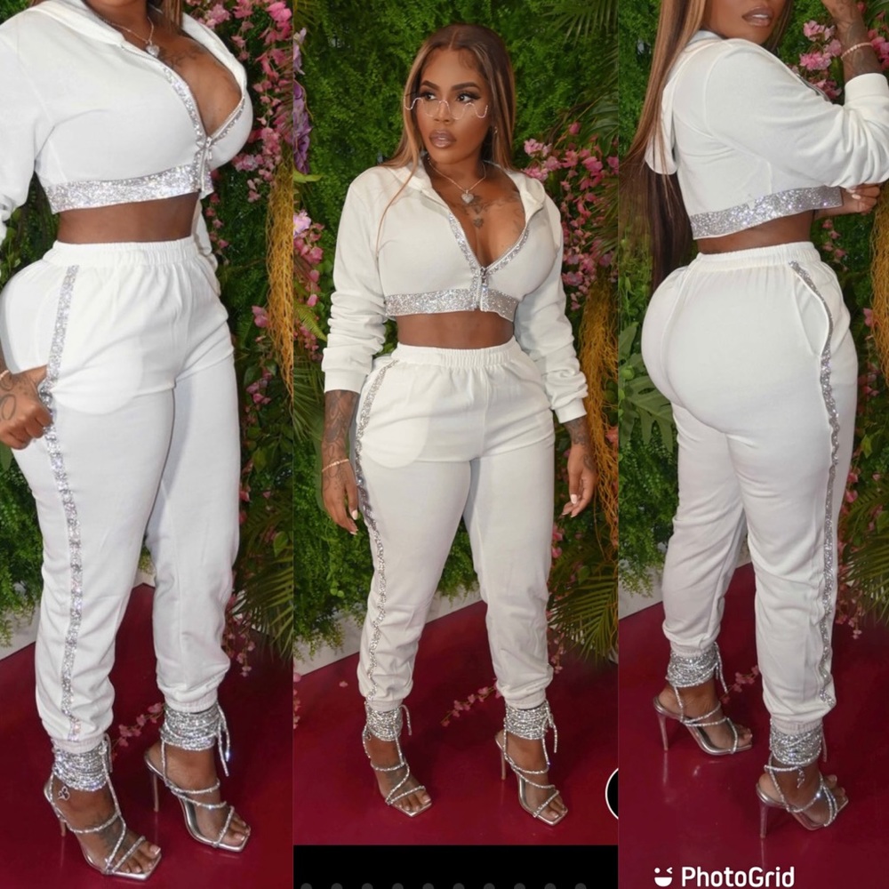 White Jewel Jogger Set